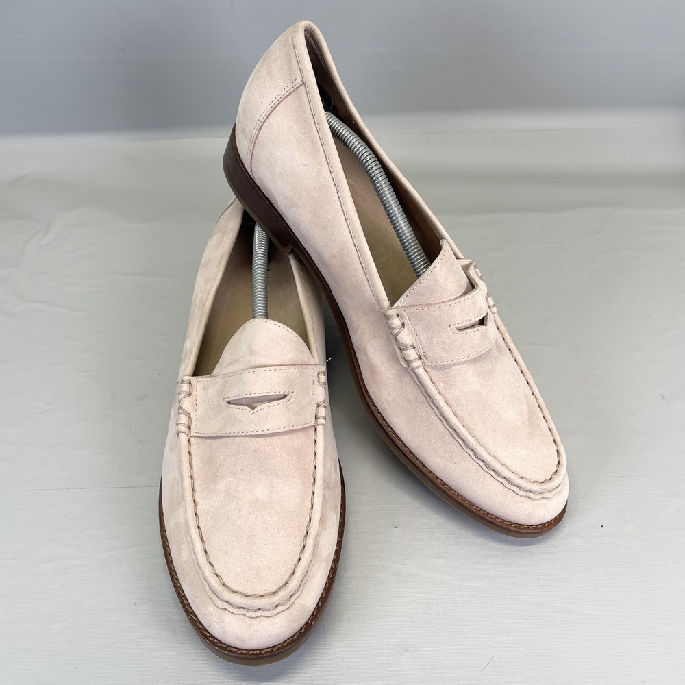 Vionic Waverly Penny Loafers Womens Size 11 Beige Pink Nubuck Moc Toe Shoes - Picture 2 of 10